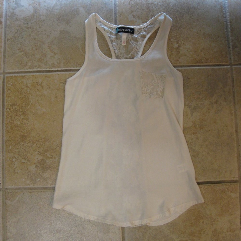 GUC Weavers white lace tank top cami XS extra small
